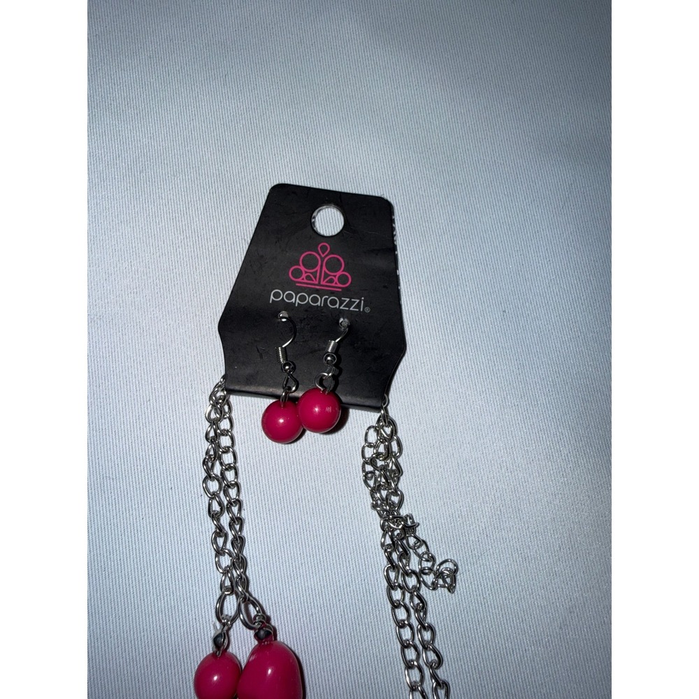 Paparazzi Pink Purple Ombre Chunky Bead Double Strand Necklace Earring Set‎